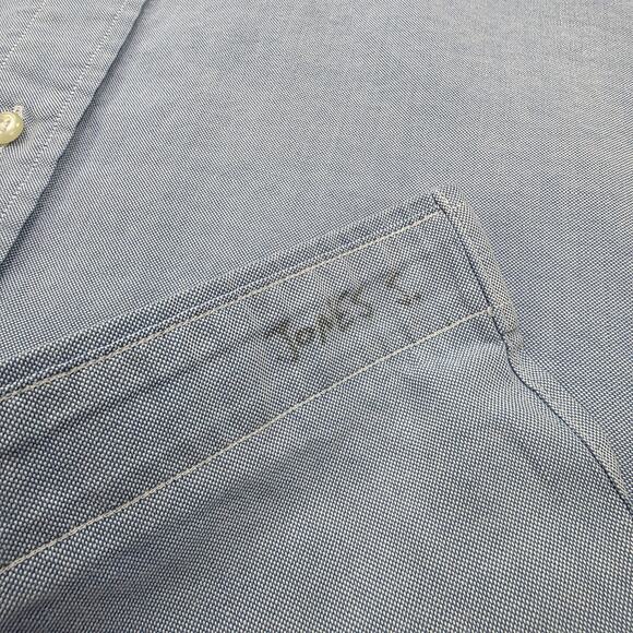 Vintage Lands End Shirt Mens 16 Blue Oxford Cloth Button Down Cotton Long Sleeve - Picture 13 of 16